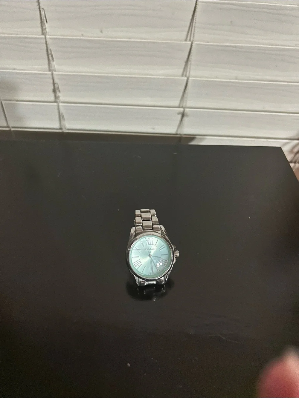 Silver Link Watch with Mint Green Dial